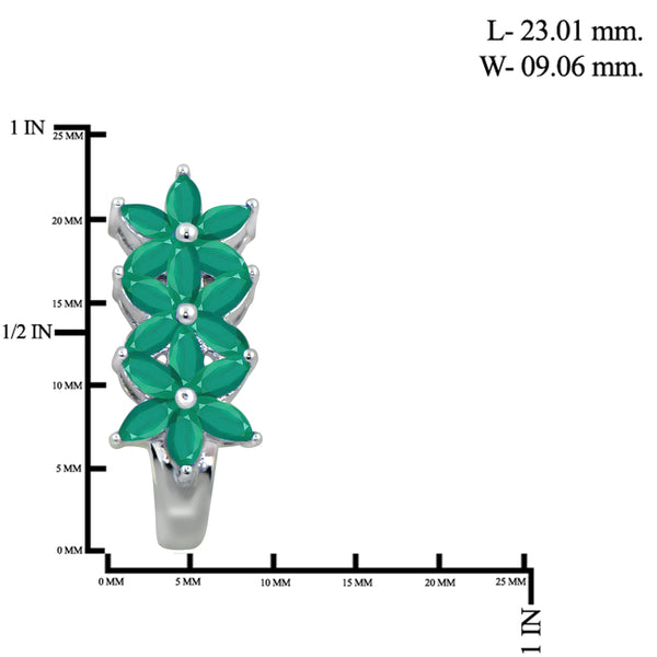 JewelonFire 2.50 Carat T.G.W. Emerald Sterling Silver J Hoop Earrings - Assorted Colors