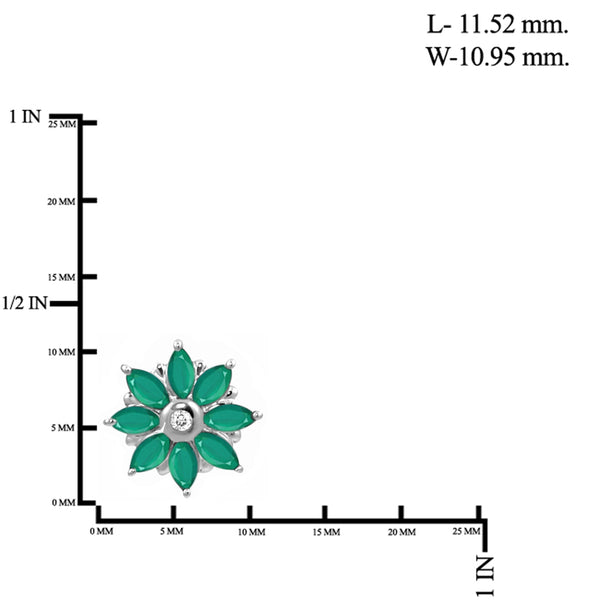 JewelonFire 1.25 Carat T.G.W. Genuine Emerald And Accent White Diamond Sterling Silver Stud Earrings - Assorted Colors