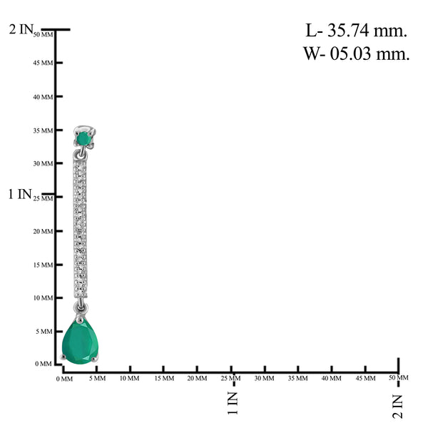 JewelonFire 1.50 Carat T.G.W. Genuine Emerald And Accent White Diamond Sterling Silver Dangle Earrings - Assorted Colors