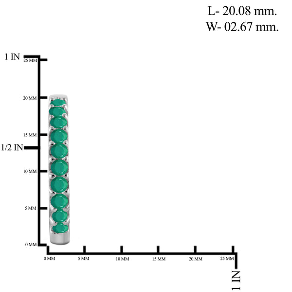 JewelonFire 1.20 Carat T.G.W. Genuine Emerald Sterling Silver Hoop Earrings - Assorted Colors
