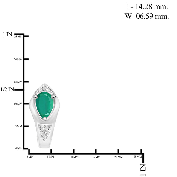 JewelonFire 1.20 Carat T.G.W. Emerald And Accent White Diamond Sterling Silver J Hoop Earrings - Assorted Colors