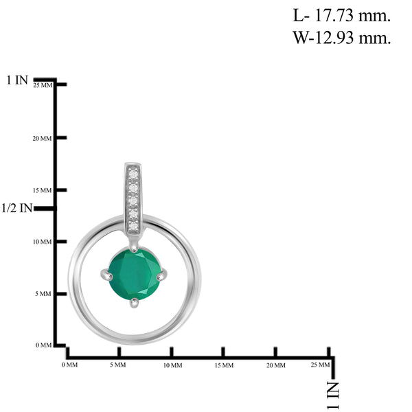 JewelonFire 0.95 Carat T.G.W. Emerald And 1/20 Carat T.W. White Diamond Sterling Silver Stud Earrings - Assorted Colors