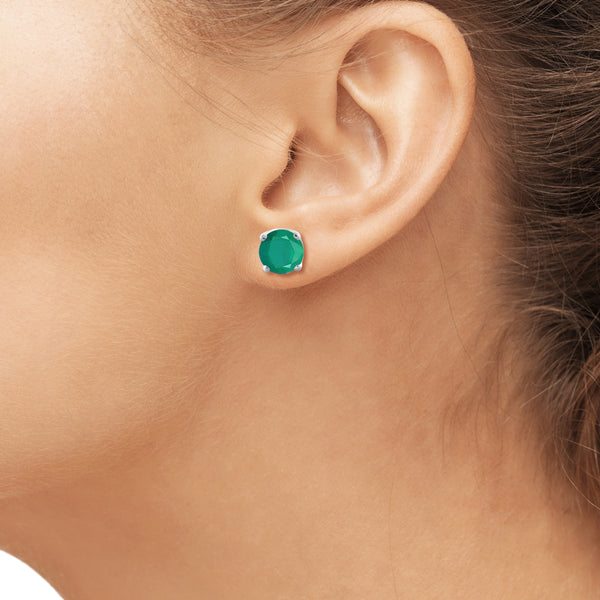 JewelonFire 2.50 Carat T.G.W. Genuine Emerald Sterling Silver Stud Earrings - Assorted Colors