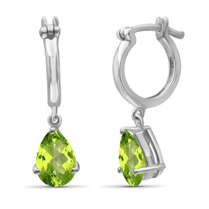 JewelonFire 1 3/4 Carat T.G.W. Peridot Sterling Silver Dangle Earrings - Assorted Colors