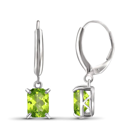 JewelonFire 3 1/3 Carat T.G.W. Peridot Sterling Silver Dangle Earrings - Assorted Colors