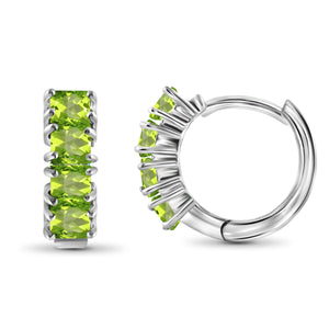 JewelonFire 1 1/3 Carat T.G.W. Peridot Sterling Silver Hoop Earrings - Assorted Colors