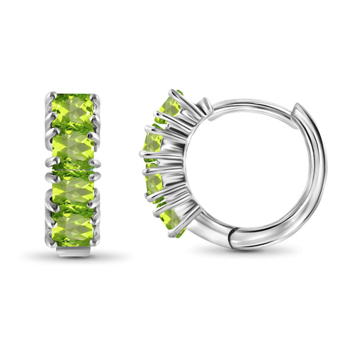 JewelonFire 1 1/3 Carat T.G.W. Peridot Sterling Silver Hoop Earrings - Assorted Colors