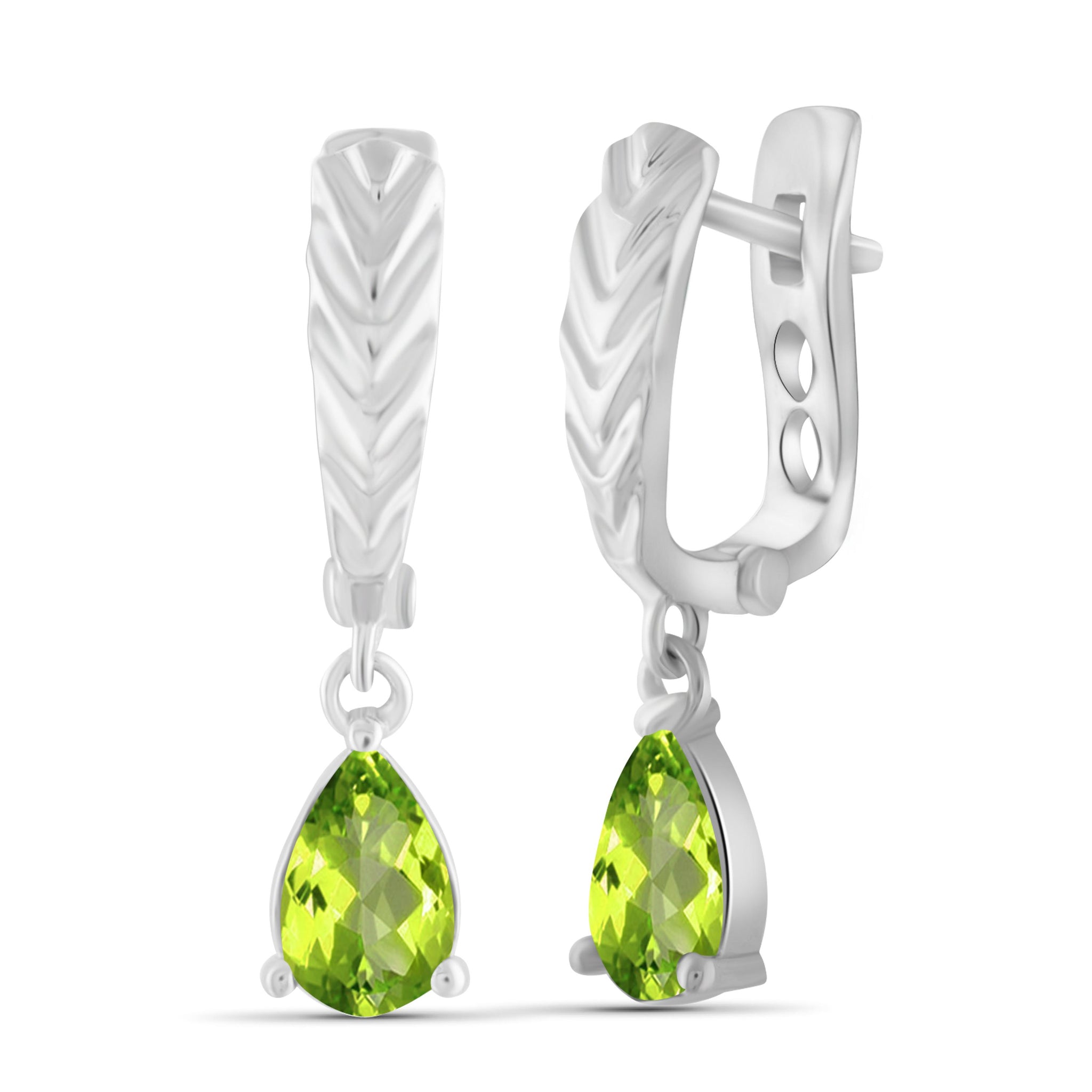 JewelonFire 1 1/2 Carat T.G.W. Peridot Sterling Silver Dangle Earrings - Assorted Colors