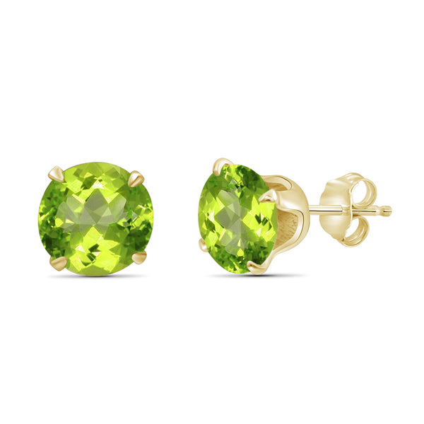 JewelonFire 1 1/2 Carat T.G.W. Peridot Sterling Silver Stud Earrings - Assorted Colors