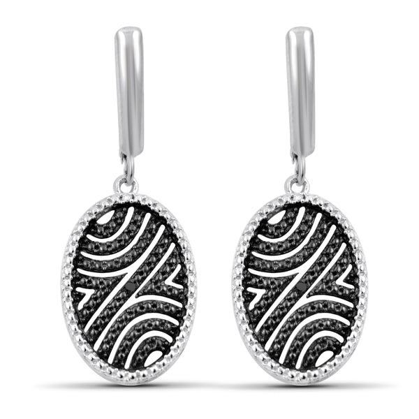 JewelonFire 1/20 Carat T.W. Black And White Diamond Sterling Silver 2 Piece Jewelry Set