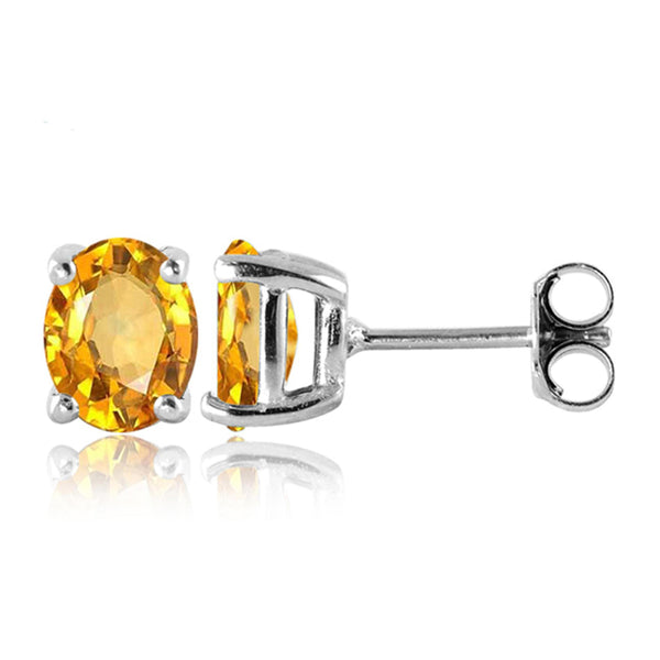 JewelonFire 2 1/4 Carat T.G.W. Citrine Sterling Silver Stud Earrings - Assorted Colors