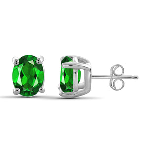 JewelonFire 2.40 Carat T.G.W. Chrome Diopside Sterling Silver Stud Earrings - Assorted Colors