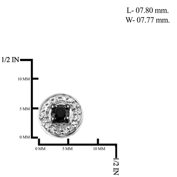 JewelonFire 1/2 Carat T.W. Black And White Diamond Sterling Silver 2 Piece Jewelry Set