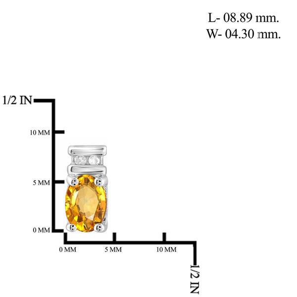 JewelonFire 1.00 Carat T.G.W. Citrine and White Diamond Accent Sterling Silver Earrings - Assorted Colors