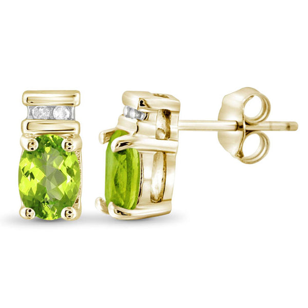 JewelonFire 1.00 Carat T.G.W. Peridot And White Diamond Accent Sterling Silver Earrings - Assorted Colors