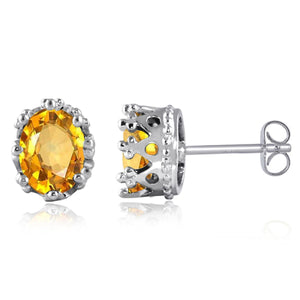 JewelonFire 2 1/4 Carat T.G.W. Citrine Sterling Silver Stud Earrings - Assorted Colors