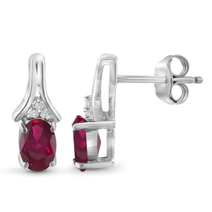 JewelonFire 0.90 Carat T.G.W. Ruby and White Diamond Accent Sterling Silver Earrings