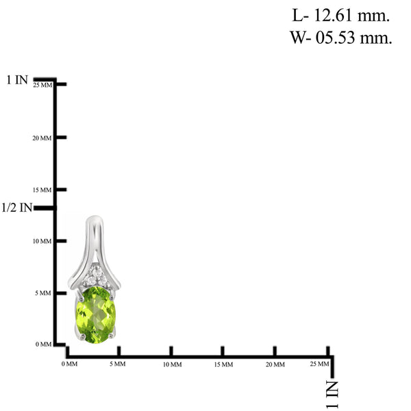 JewelonFire 1.00 Carat T.G.W. Peridot And White Diamond Accent Sterling Silver Earrings - Assorted Colors