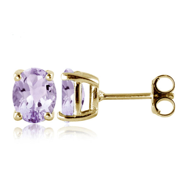 JewelonFire 2 1/5 Carat T.G.W. Pink Amethyst Sterling Silver Stud Earrings - Assorted Colors