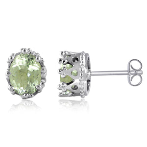 JewelonFire 2 1/2 Carat T.G.W. Green Amethyst Sterling Silver Stud Earrings - Assorted Colors