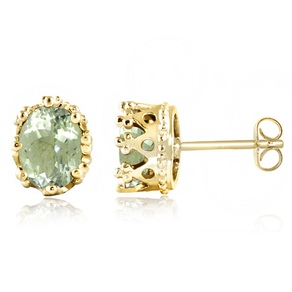 JewelonFire 2 1/2 Carat T.G.W. Green Amethyst Sterling Silver Stud Earrings - Assorted Colors