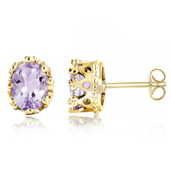 JewelonFire 2 1/5 Carat T.G.W. Pink Amethyst Sterling Silver Stud Earrings - Assorted Colors