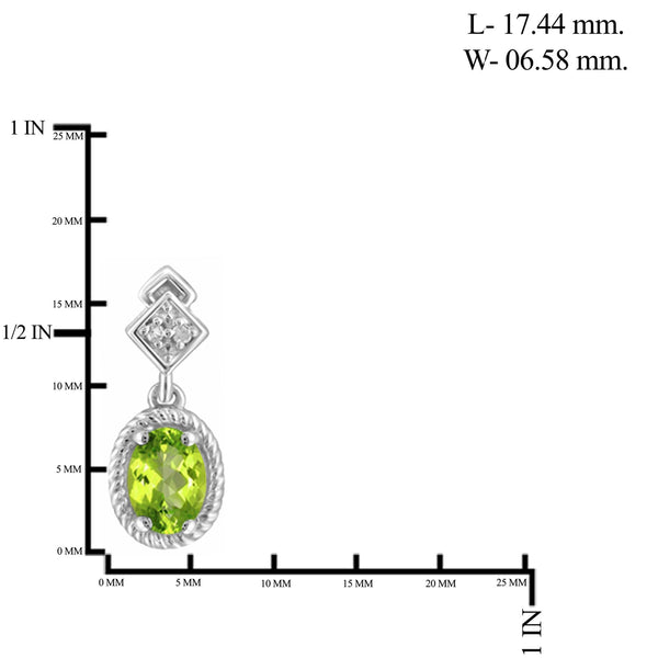 JewelonFire 1.00 Carat T.G.W. Peridot And White Diamond Accent Sterling Silver Stud Earrings - Assorted Colors