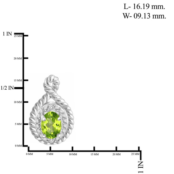 JewelonFire 1.00 Carat T.G.W. Peridot And White Diamond Accent Sterling Silver Stud Earrings - Assorted Colors