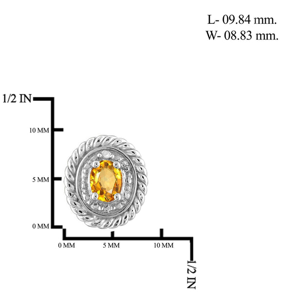 JewelonFire 1/3 Carat T.G.W. Citrine and White Diamond Accent Sterling Silver Stud Earrings - Assorted Colors