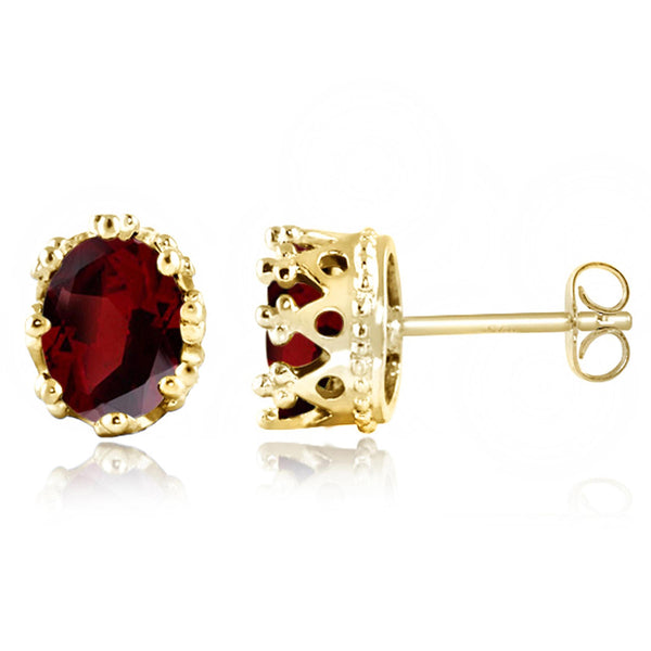 JewelonFire 3 1/5 Carat T.G.W. Garnet Sterling Silver Stud Earrings - Assorted Colors