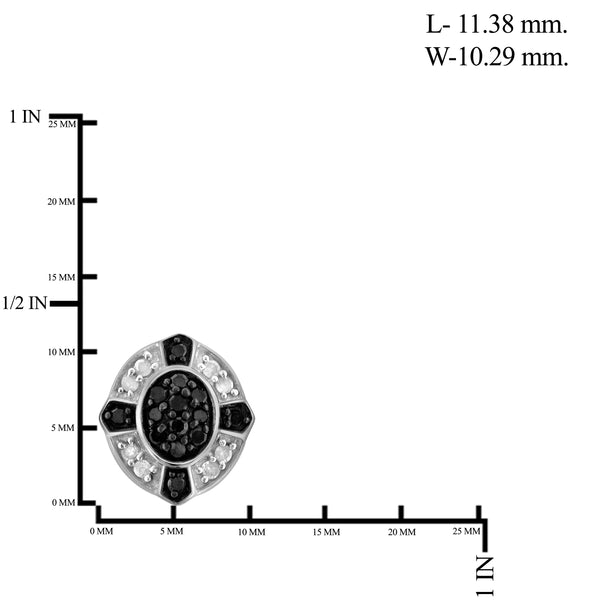 JewelonFire 1.00 Carat T.W. Black And White Diamond Sterling Silver 3 Piece Jewelry Set