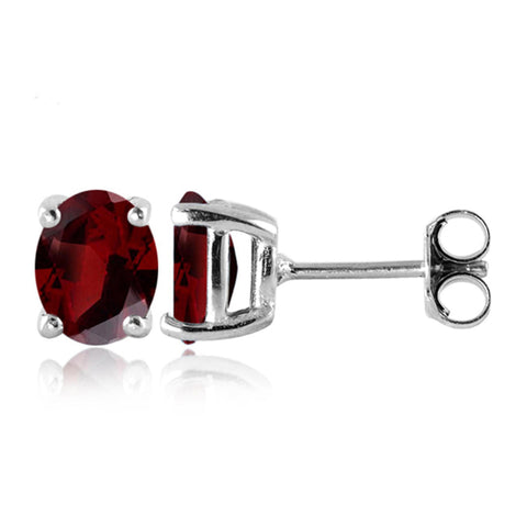 JewelonFire 3 1/5 Carat T.G.W. Garnet Sterling Silver Stud Earrings - Assorted Colors