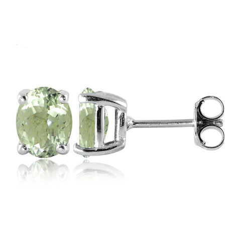 JewelonFire 2 1/2 Carat T.G.W. Green Amethyst Sterling Silver Stud Earrings - Assorted Colors