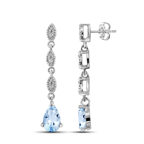 JewelonFire 2.00 Carat T.G.W. Sky Blue Topaz And White Diamond Accent Sterling Silver Earrings - Assorted Colors