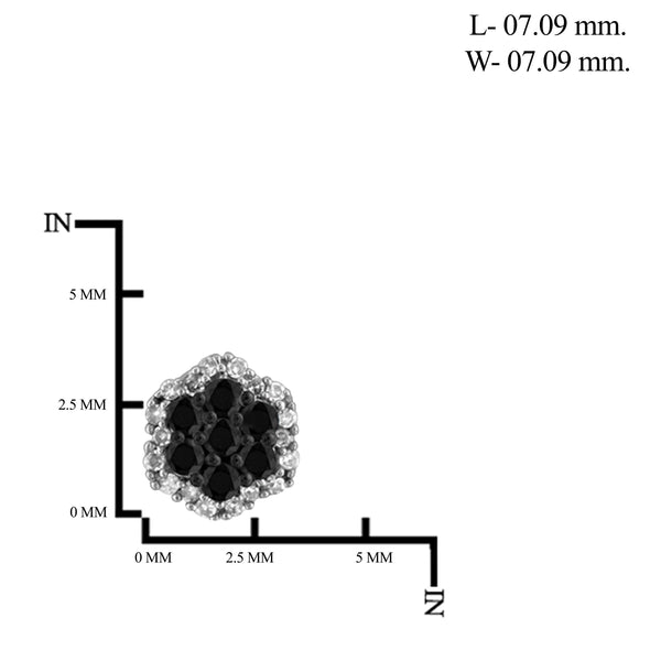 JewelonFire 1/2 Carat T.W. Black And White Diamond Sterling Silver Cluster Earrings