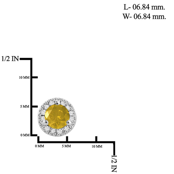 JewelonFire 1.00 Carat T.W. Yellow And White Diamond Sterling Silver Halo Earrings