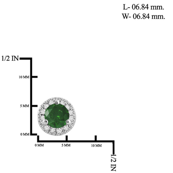 JewelonFire 1.00 Carat T.W. Green And White Diamond Sterling Silver Halo Earrings