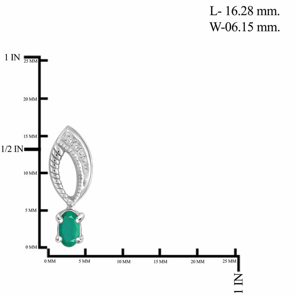 JewelonFire 2.70 Carat T.G.W. Emerald And 1/10 Carat T.W. White Diamond Sterling Silver 4 Piece Jewelry Set - Assorted Colors