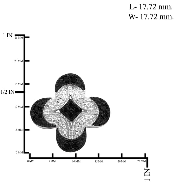 JewelonFire 1.00 Carat T.W. Black And White Diamond Sterling Silver 3 Piece Jewelry Set
