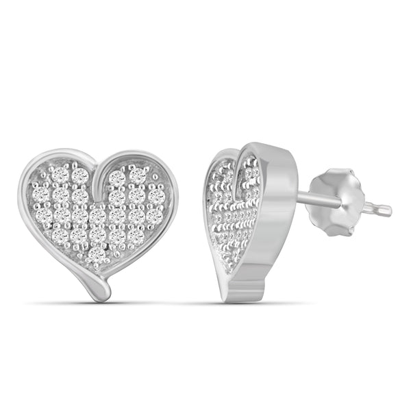 JewelonFire 1.00 Carat T.W. White Diamond Sterling Silver 3 Piece Heart Jewelry Set - Assorted Colors