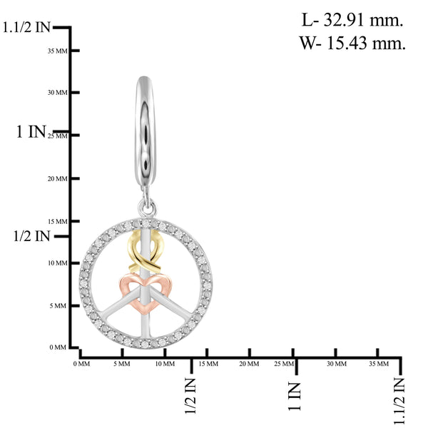 JewelonFire 1/10 Carat T.W. White Diamond Three Tone Sterling Silver Earrings