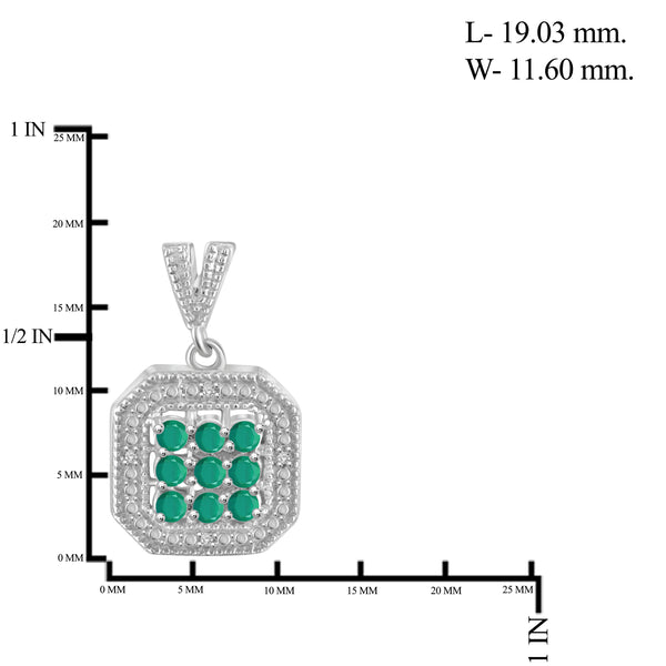 JewelonFire 2.70 Carat T.G.W. Emerald And 1/7 Carat T.W. White Diamond Sterling Silver 4 Piece Jewelry Set - Assorted Colors