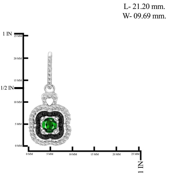 JewelonFire 1.50 Carat T.G.W. Chrome Diopside And 1/20 Carat T.W. White Diamond Sterling Silver Cluster 3 Piece Jewelry Set - Assorted Colors