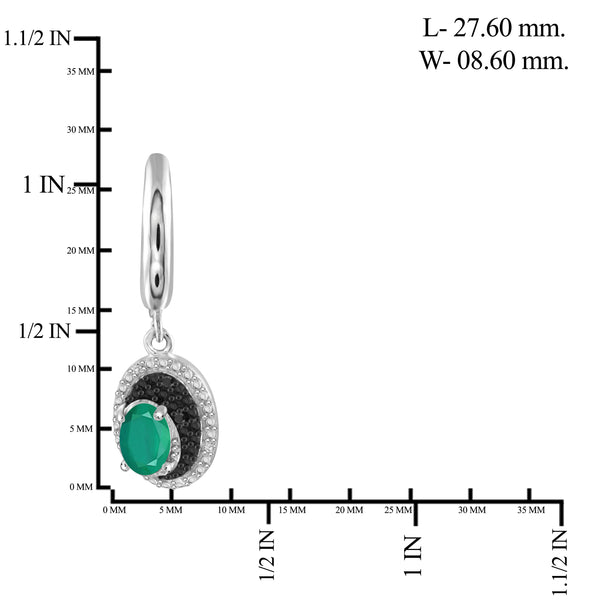 JewelonFire 0.75 Carat T.G.W. Genuine Emerald And Accent Black & White Diamond Sterling Silver Lever Back Earrings - Assorted Colors