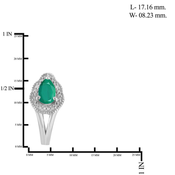 JewelonFire 1.20 Carat T.G.W. Genuine Emerald And Accent White Diamond Sterling Silver J-Hoop Earrings - Assorted Colors