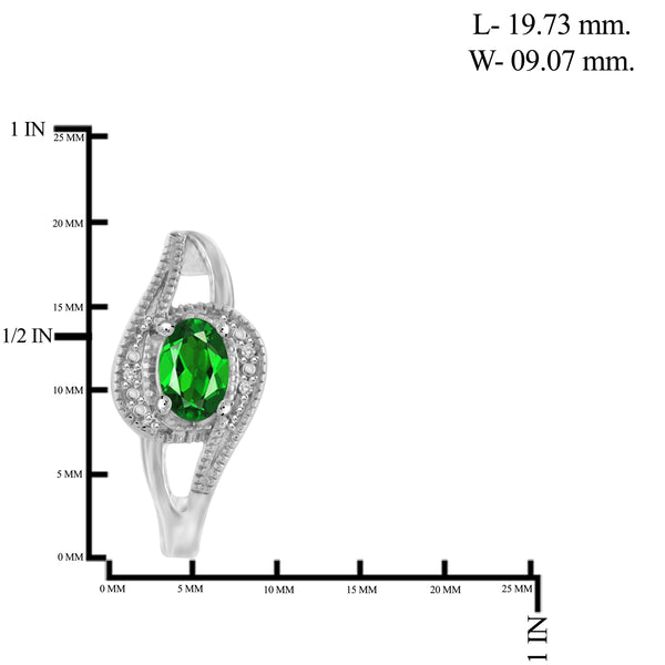 JewelonFire 2.85 Carat T.G.W. Chrome Diopside And 1/20 Carat T.W. White Diamond Sterling Silver 3 Piece Jewelry Set - Assorted Colors