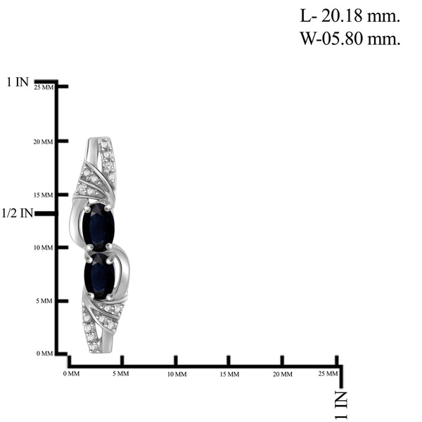 JewelonFire 2.50 Carat T.G.W. Sapphire And 1/20 Carat T,W. White Diamond Sterling Silver 3 Piece Jewelry Set - Assorted Colors