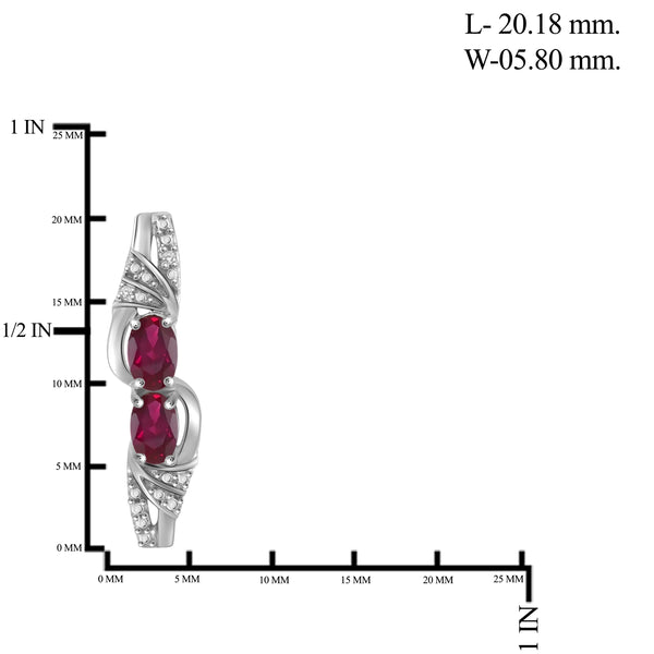 JewelonFire 2.00 Carat T.G.W. Ruby And 1/20 Carat T.W. White Diamond Sterling Silver 3 Piece Jewelry Set - Assorted Colors