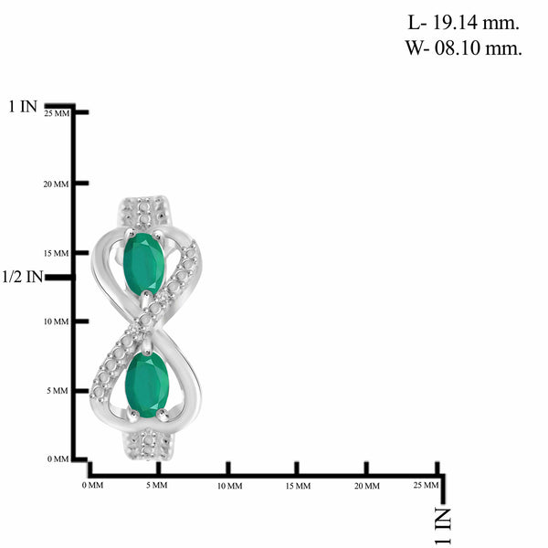 JewelonFire 1.80 Carat T.G.W. Emerald And 1/20 Carat T.W. White Diamond Sterling Silver 3 Piece Jewelry Set - Assorted Colors