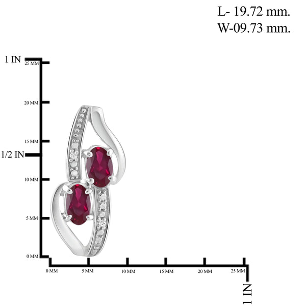 JewelonFire 2.00 Carat T.G.W. Ruby And 1/20 Carat T.W. White Diamond Sterling Silver 3 Piece Jewelry Set - Assorted Colors